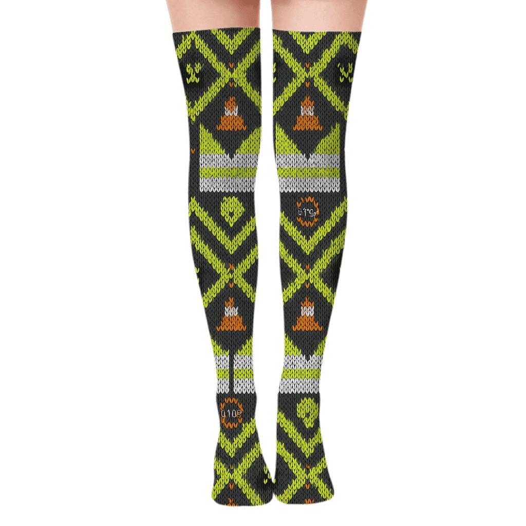 Crossing Guard Chevron-Knit Reflective Lattice stylish fashion over-the-knee socks