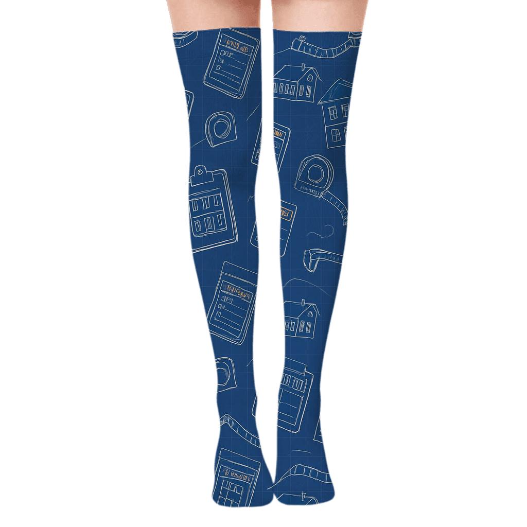 Blueprint Bandana For Building Inspector Chic personalized over-the-knee socks