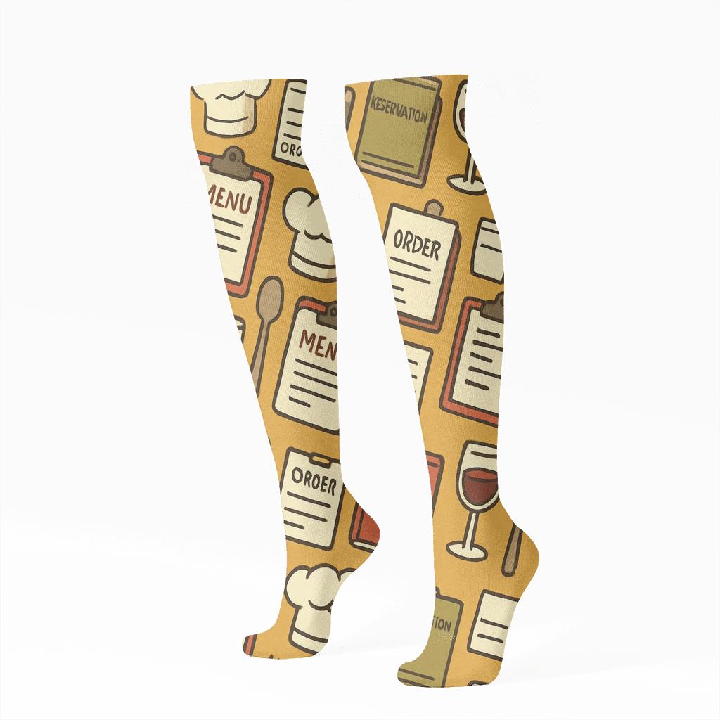 Restaurant Manager Menu Ledger Tessellation stylish athletic knee-high socks