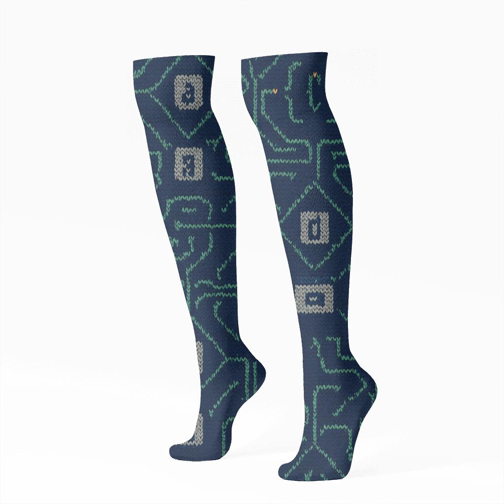 Knitted Circuit Lattice For Software Developer trendy patterned knee-high socks