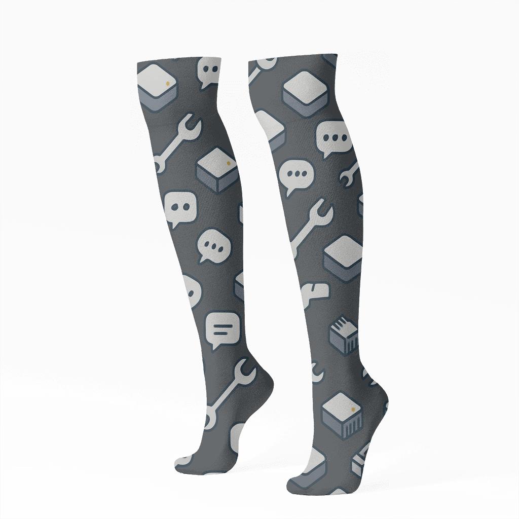 Keyboard Lattice For It Support Specialist unique graphic knee-high socks