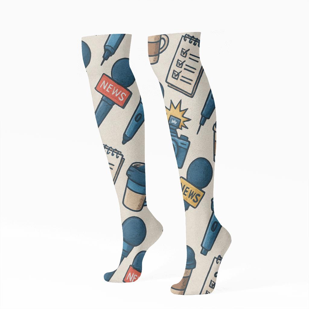 City Desk Collage With Reporter Rhythm soft everyday knee-high socks
