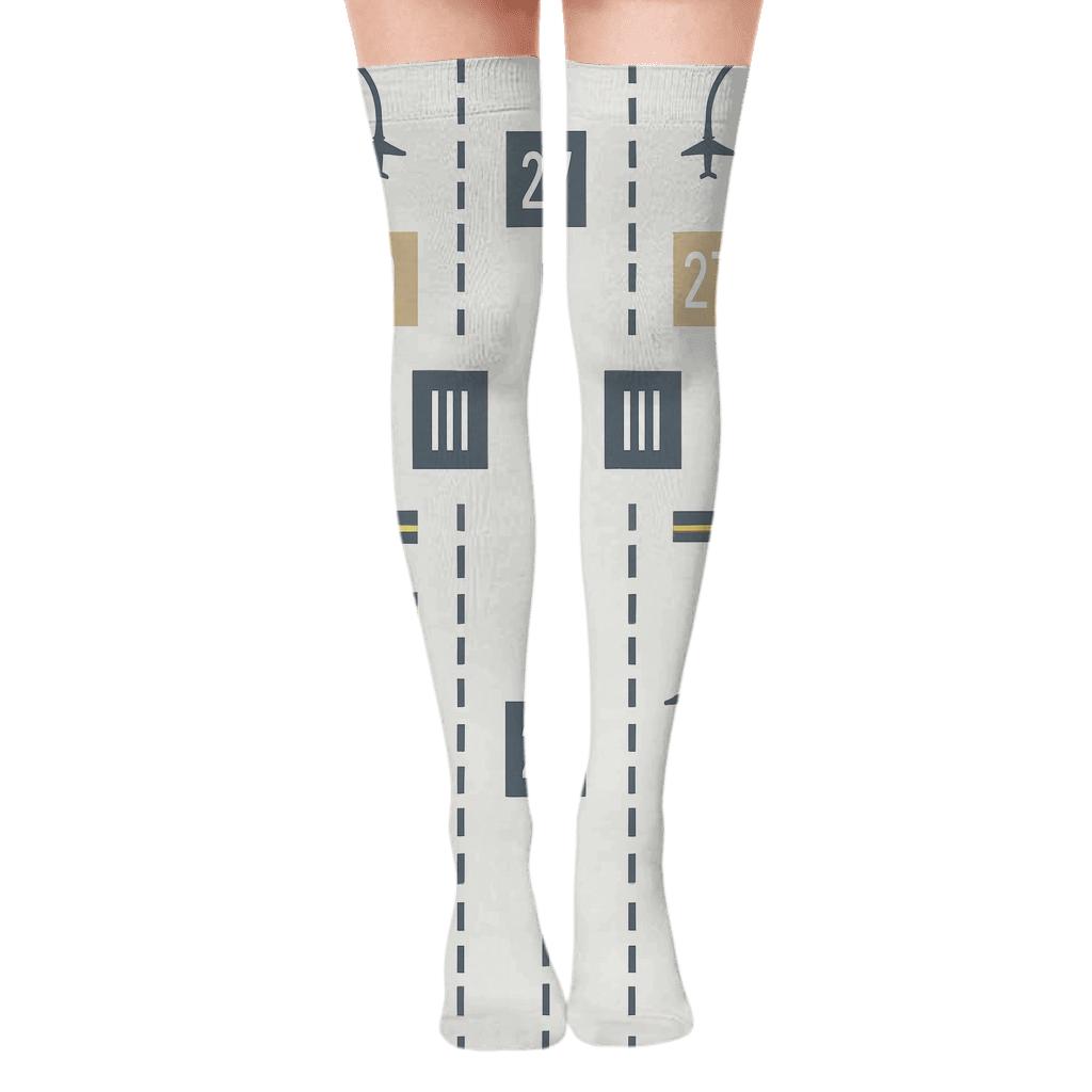 Runway Markings Grid for Air traffic controller Calm Over-the-Knee Socks