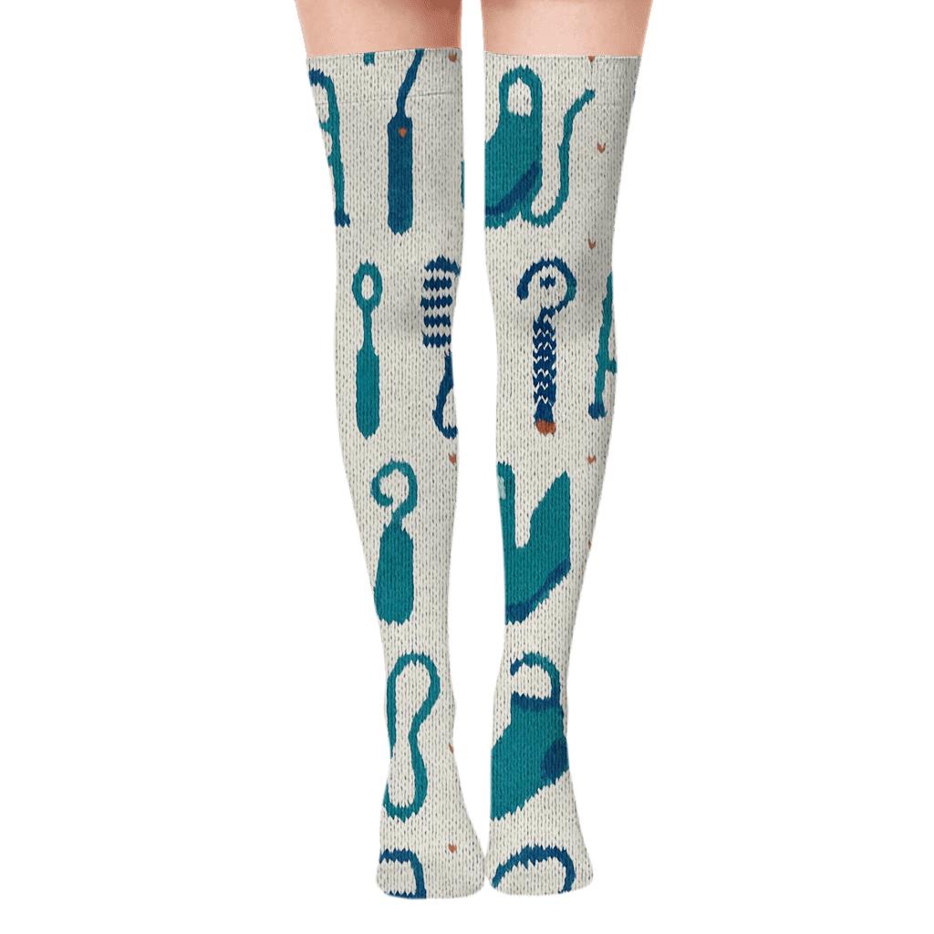 Occupational Therapist Knitted Grid Of Adaptive Equipment custom over-the-knee socks