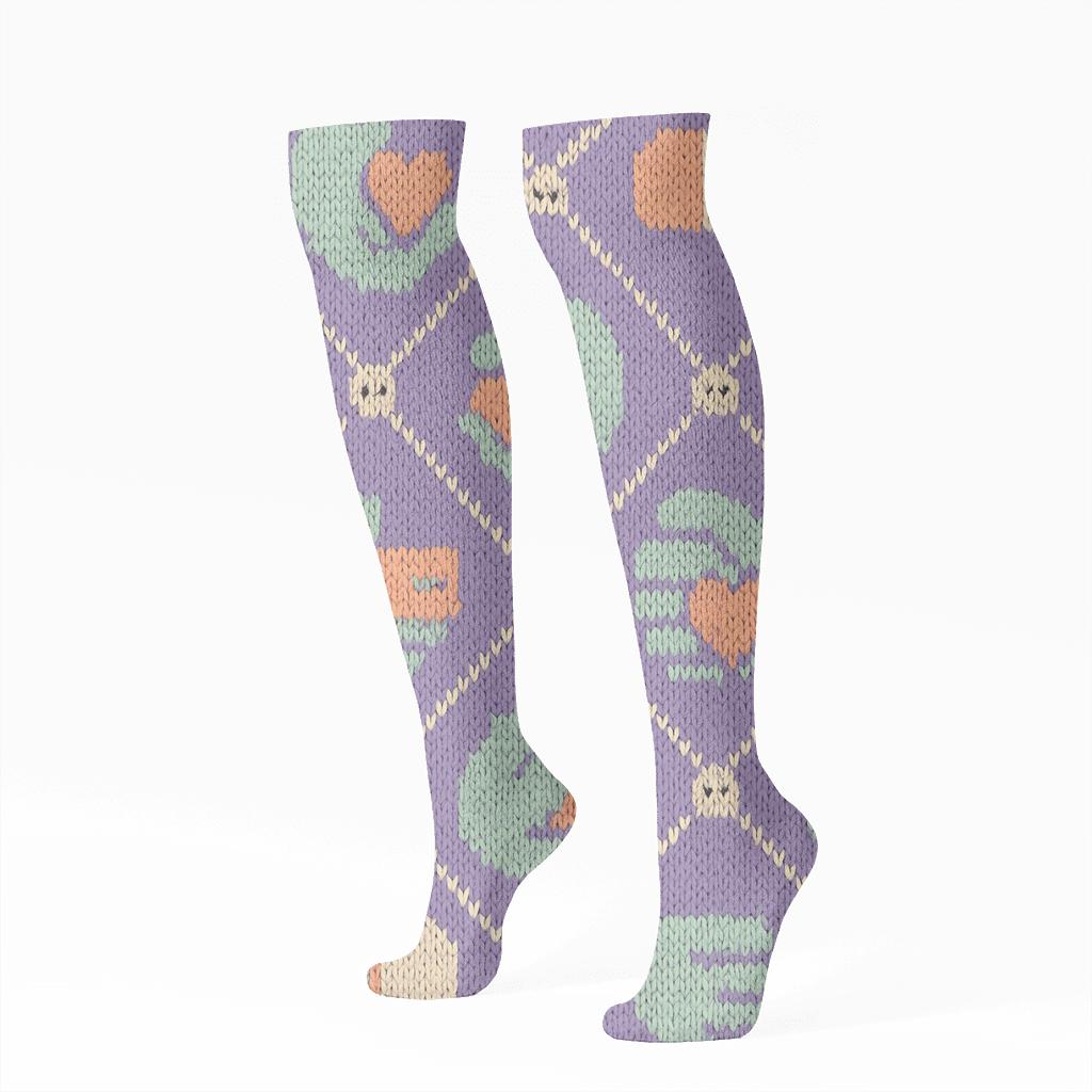 Knitted Comfort Lattice For Caregiver comfortable cotton knee-high socks