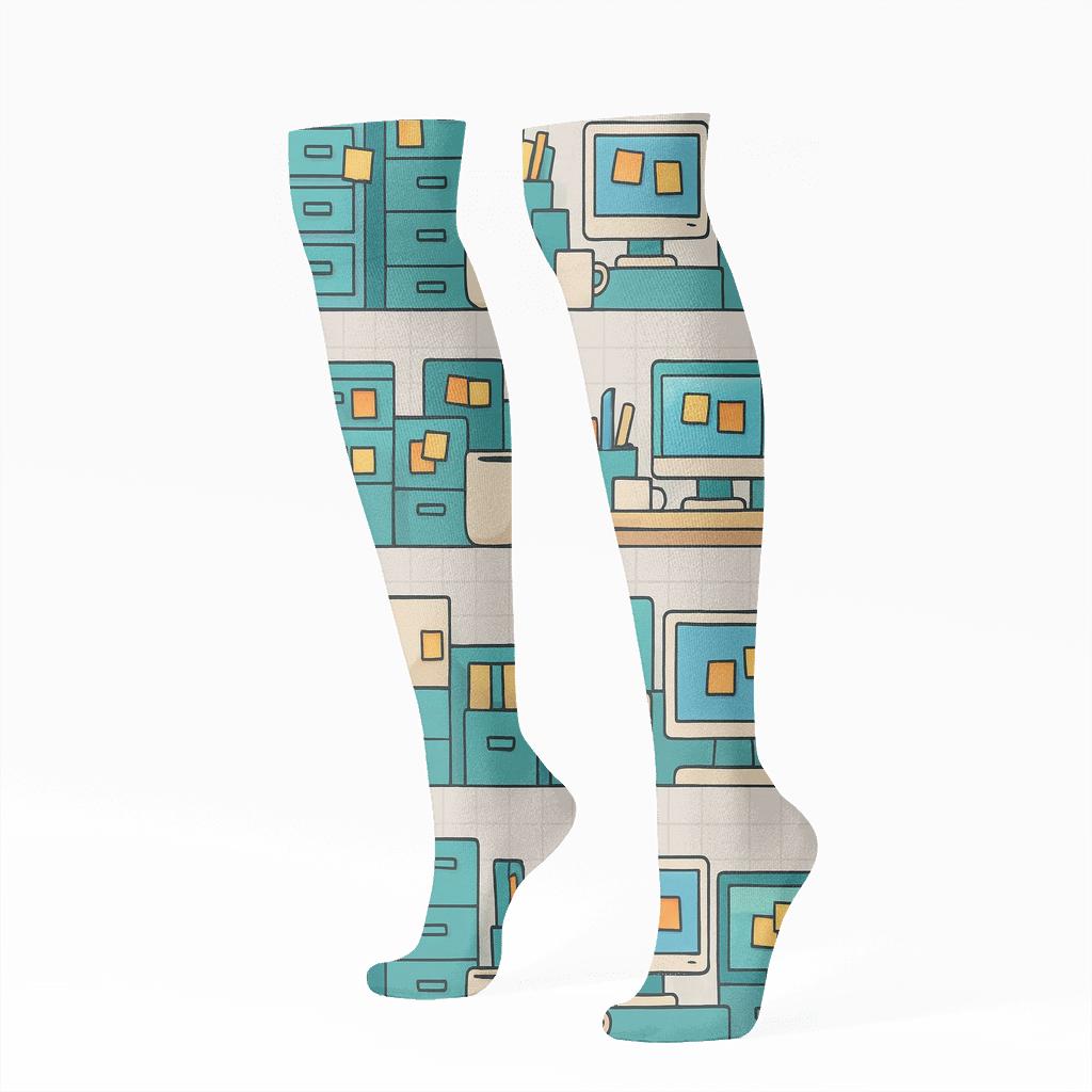 Sticky Note Skyline Wrap For Store Manager stylish athletic knee-high socks