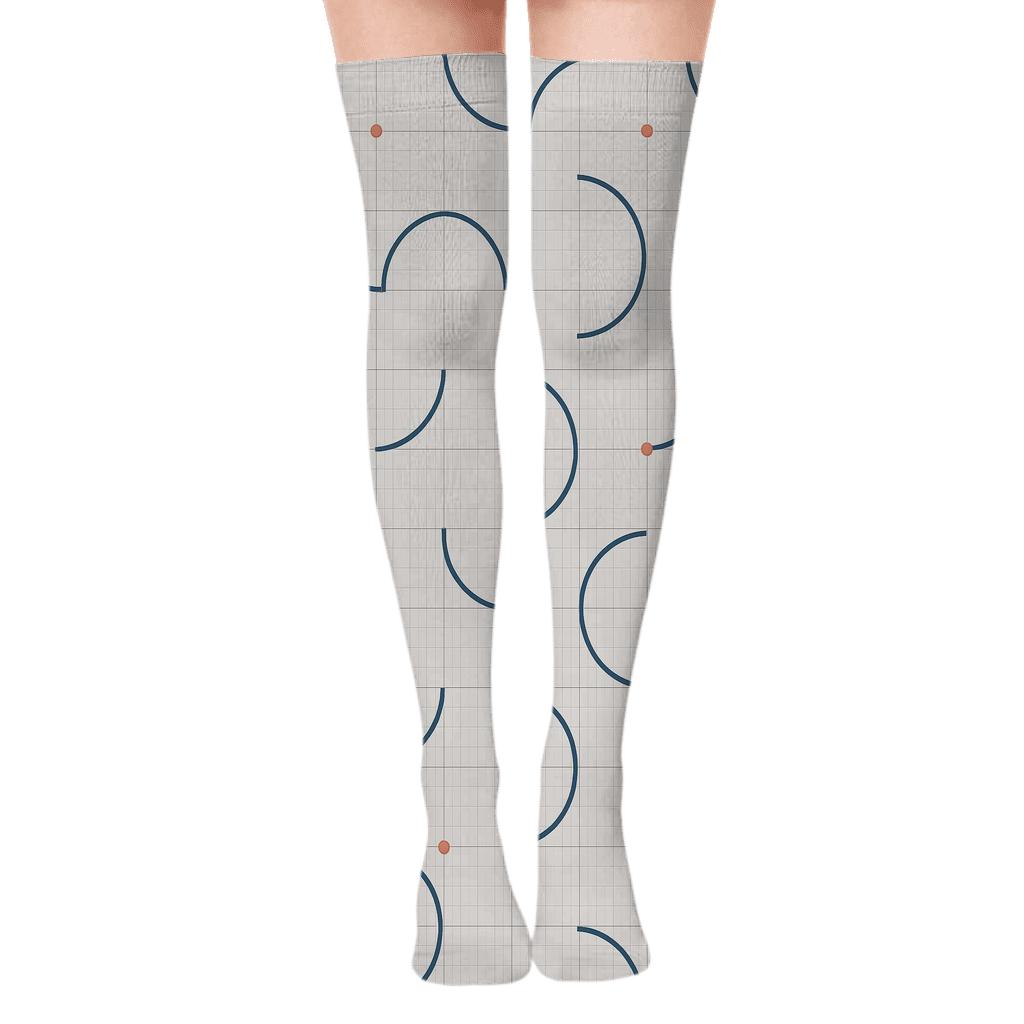 Micro Arc Check designer print over-the-knee socks