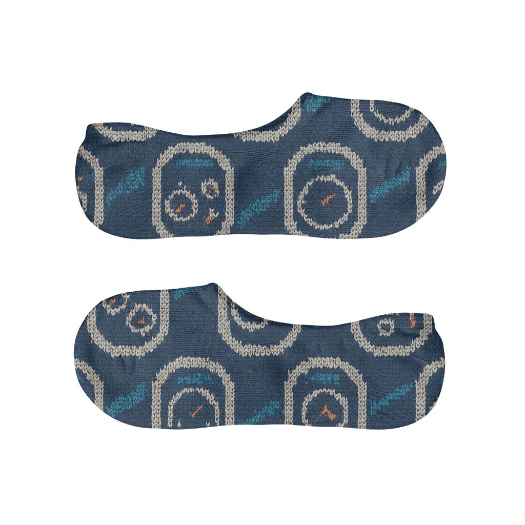 Knitted Illusion Airplane Window Lattice designer print no-show socks