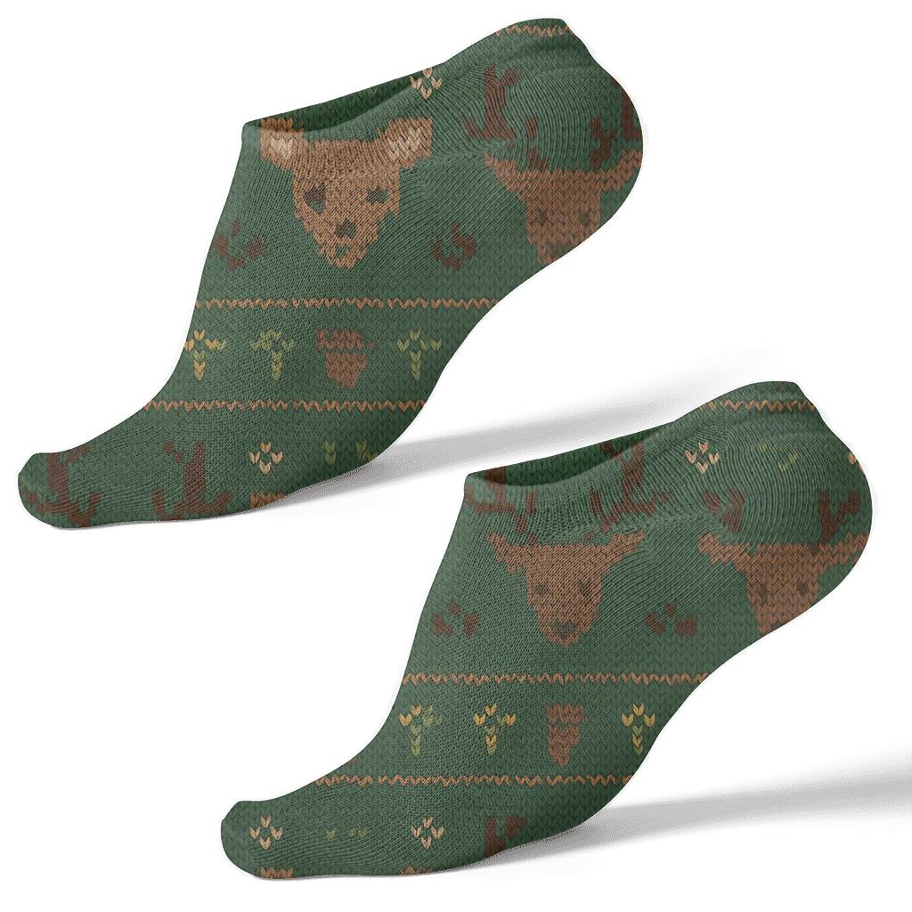 Deer Antler Knit Illusion Fair Isle comfortable cotton ankle socks