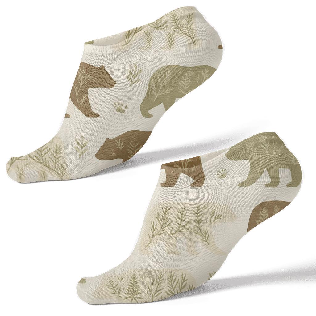 Vintage Poster Bear Silhouette Grid personalized ankle socks