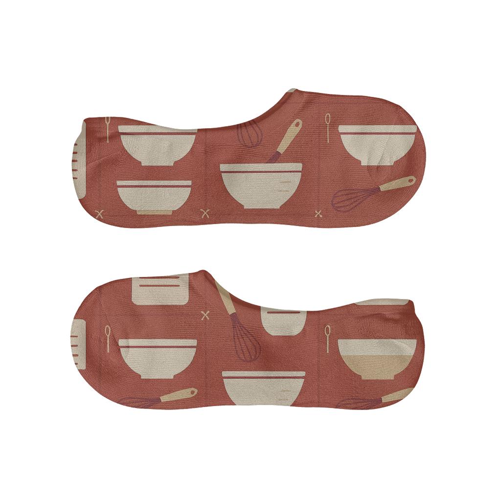 Recipe Card Mosaic With Chef Motifs anti-slip no-show socks