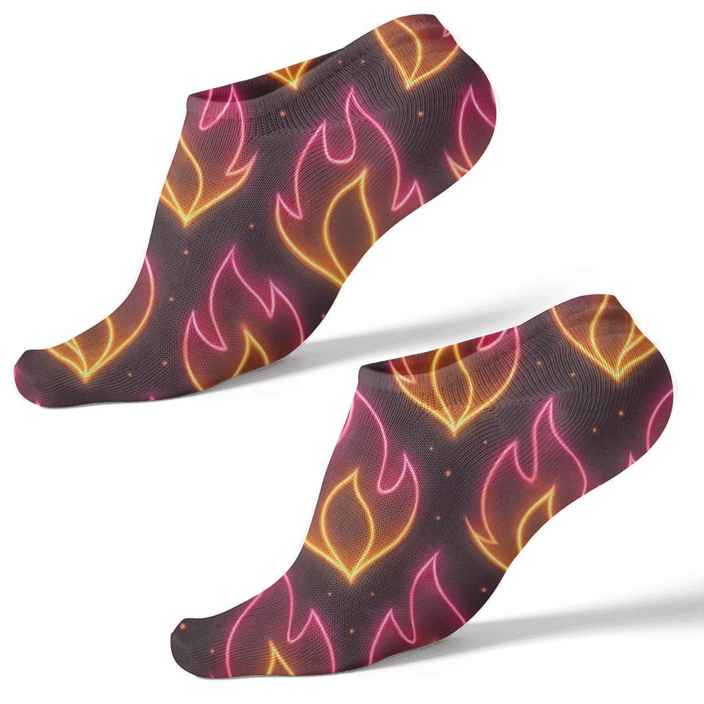 Neon Flame Chevron Lattice On Charcoal Black custom ankle socks