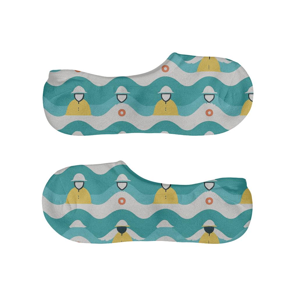 Wave Chevron With Sailor Silhouette Accents personalized invisible socks