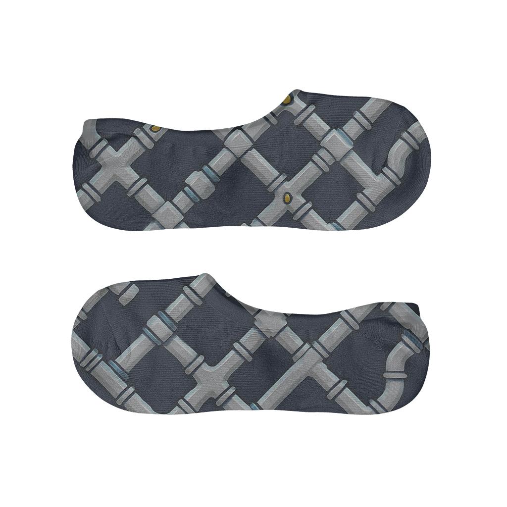 Pipe Lattice In Plumber Workshop Blue breathable seamless no-show sockscustom no-show socks