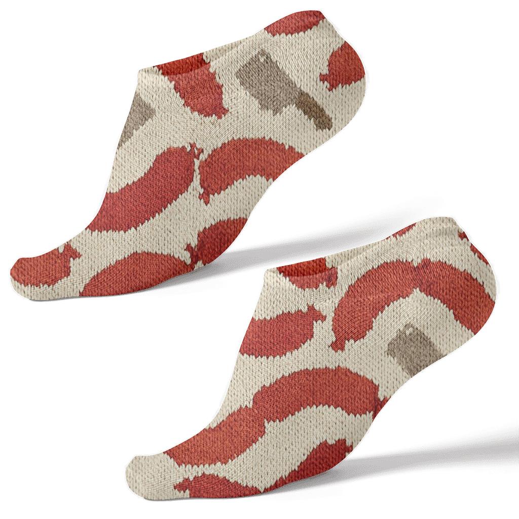 Knitted Butcher Sausage Chevron On Butcher Paper White designer print ankle socks