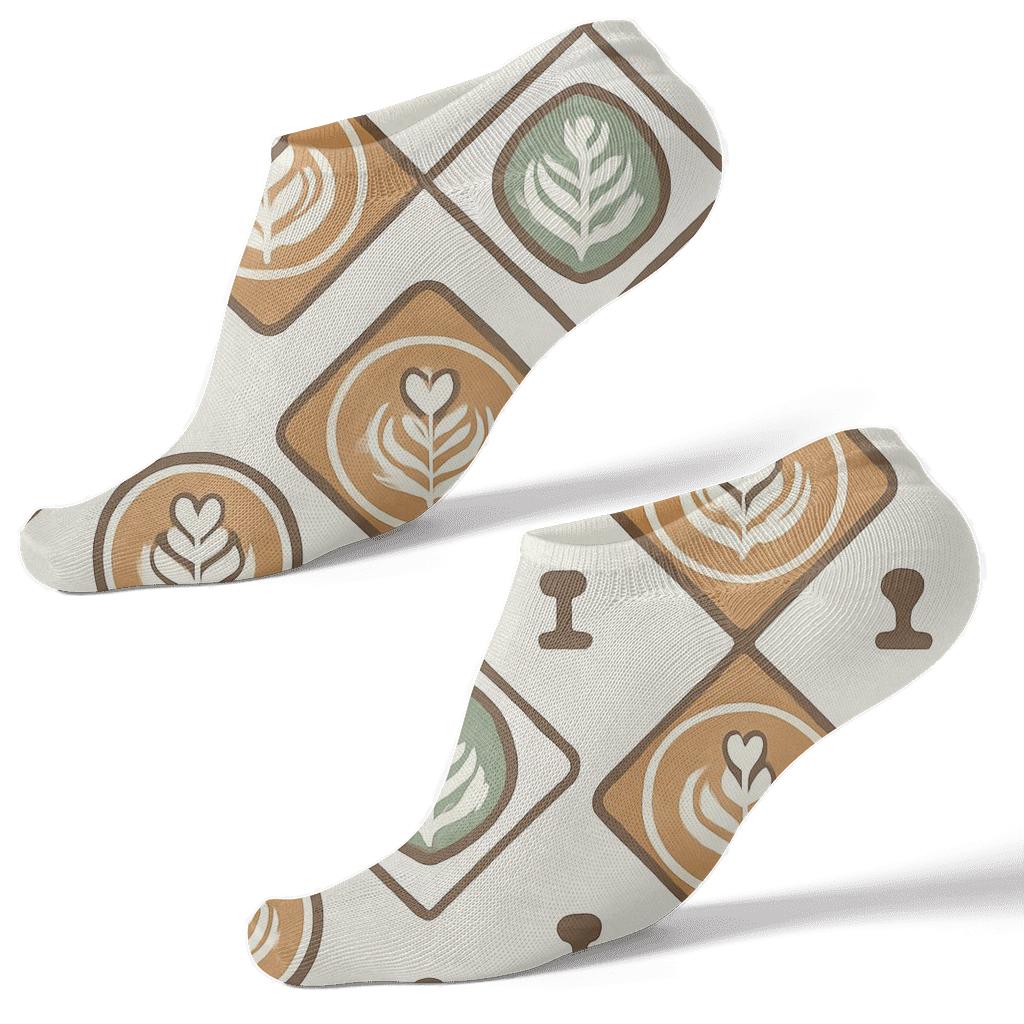 Barista Latte Art Lattice On Cream stylish athletic ankle socks