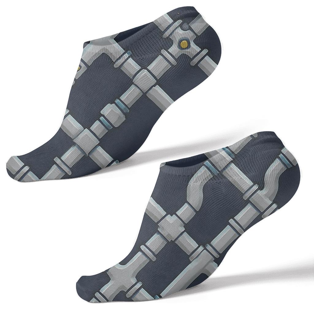Pipe Lattice In Plumber Workshop Blue personalized ankle socks