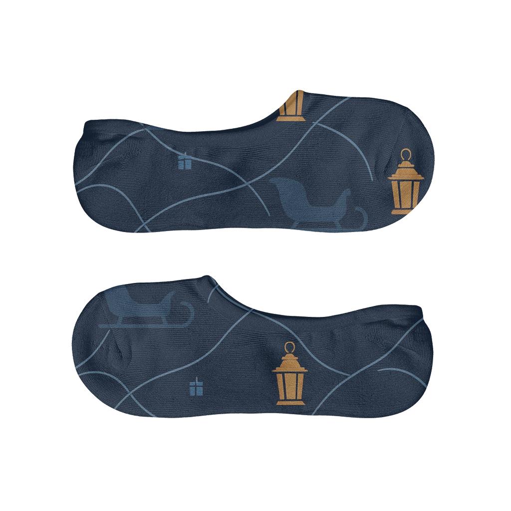 Lantern Lit Trails With Sleigh Silhouette Lattice soft cotton no-show socks