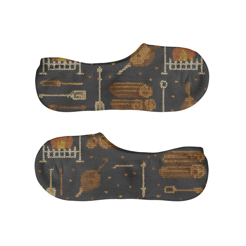 Knitted Hearth Icons With Fireplace Rhythm soft cotton no-show socks