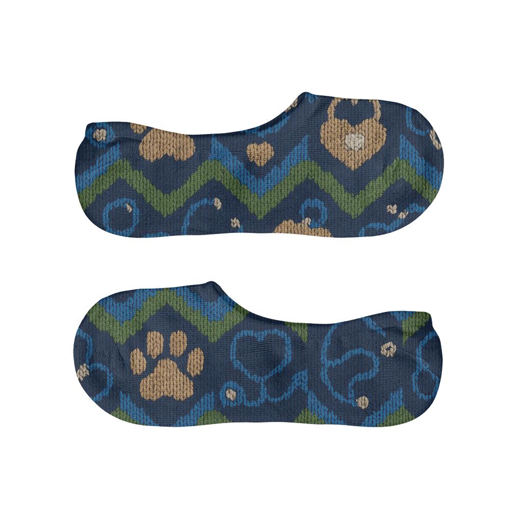Knitted Pattern Illusion Veterinarian Paw Print Chevron trendy no-show sock styles