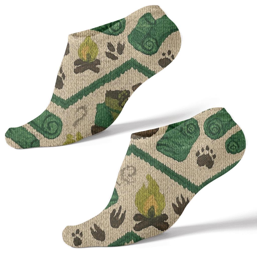 Knitted Pattern Illusion Park Ranger Campfire Chevron personalized ankle socks