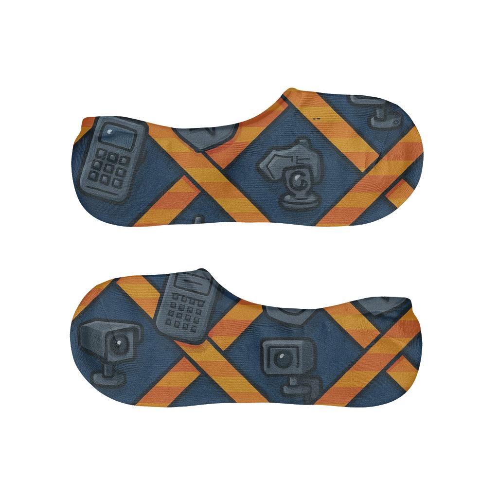 Caution Tape Lattice With Security Guard Icons custom no-show socks