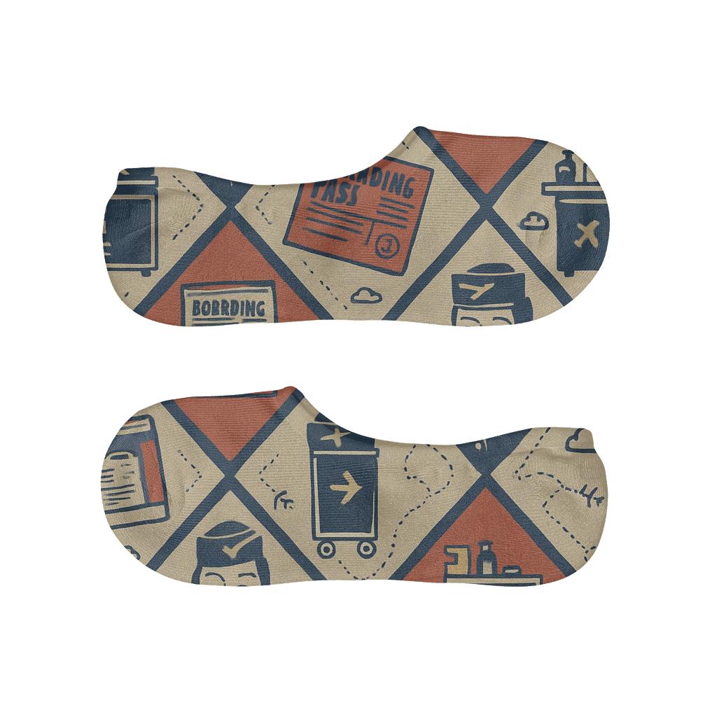Nostalgic Airline Tilework, Flight Attendant Edition anti-slip no-show socks