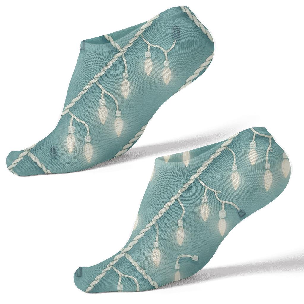 Icicle Light Lattice On Icy Blue Night premium sports ankle socks