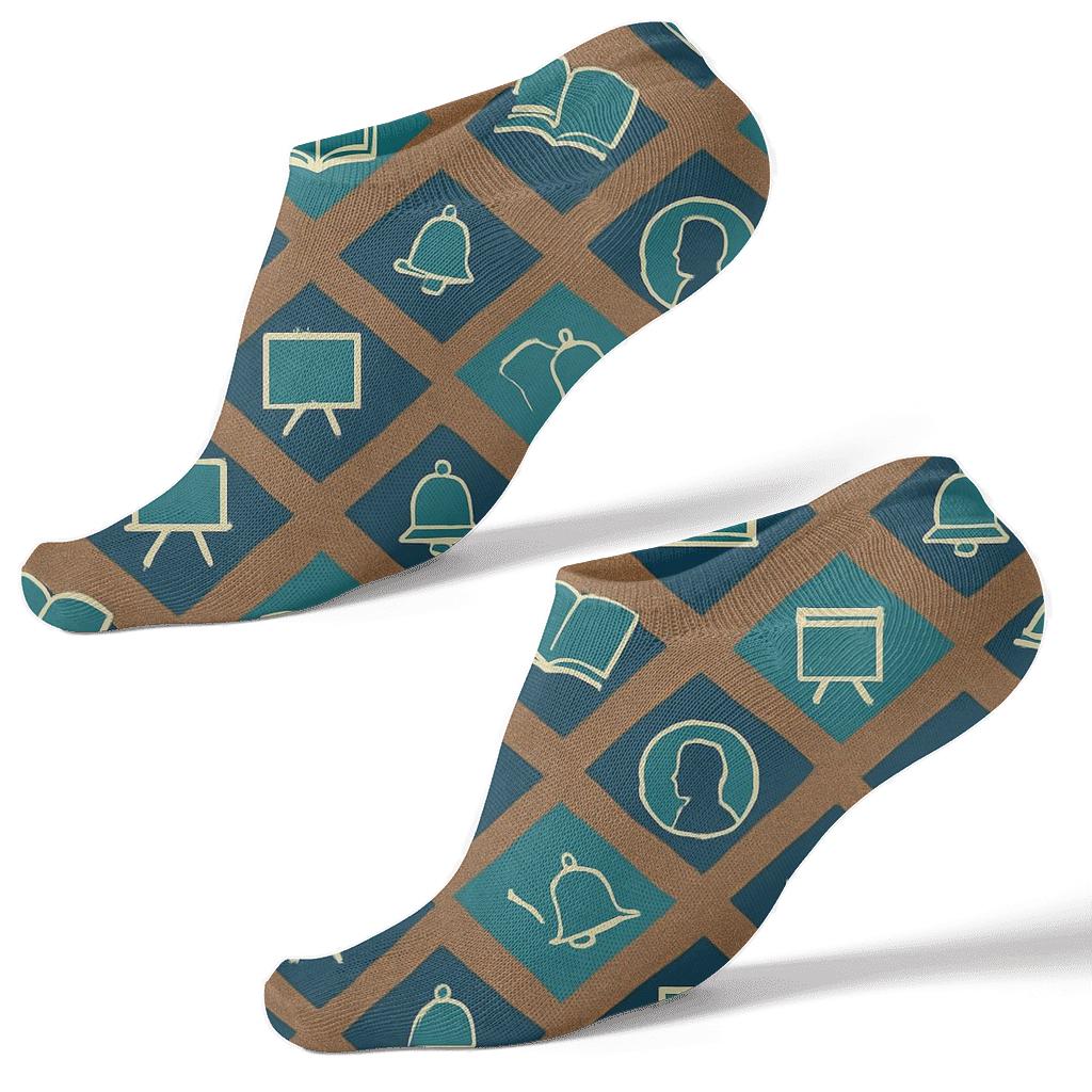 Chevron Daybook For School Principal designer print ankle socks