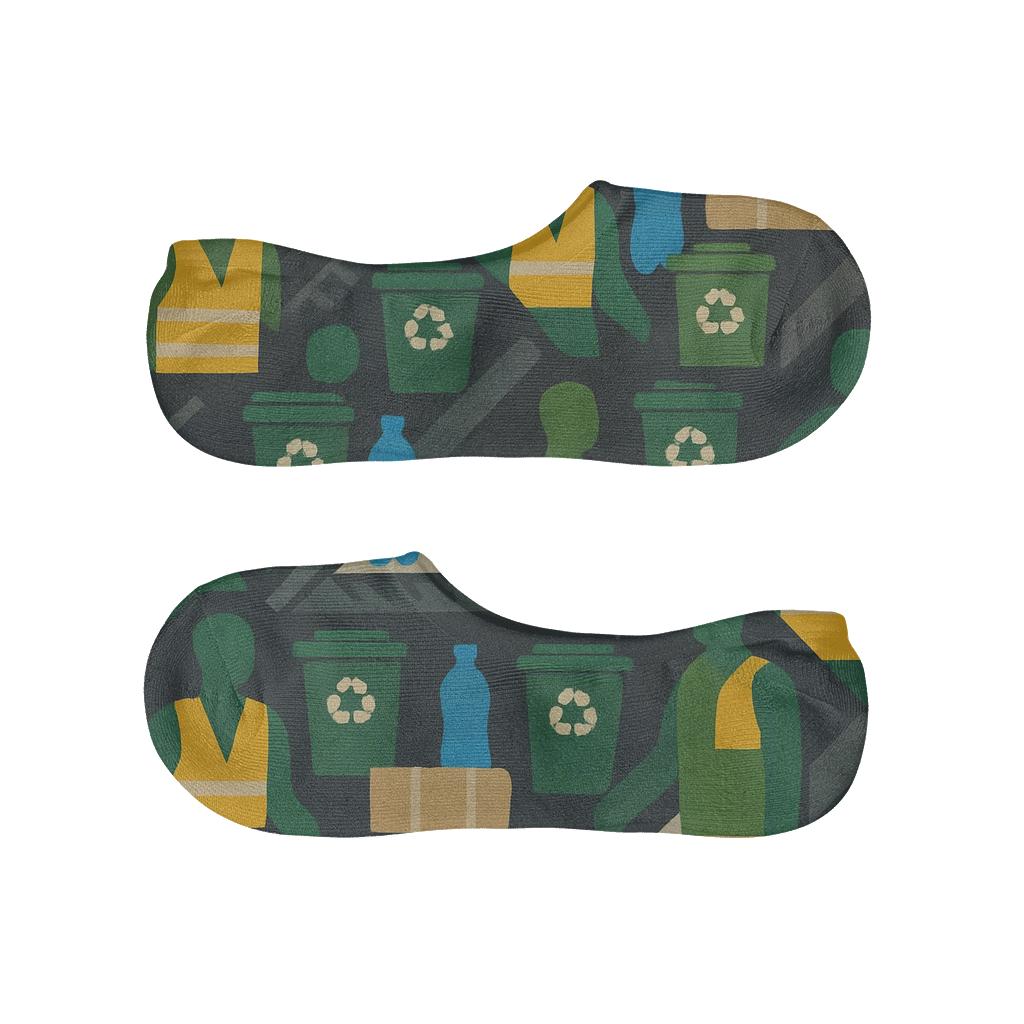 Recycling Plant Worker Industrial Collage Tessellation trendy no-show sock styles