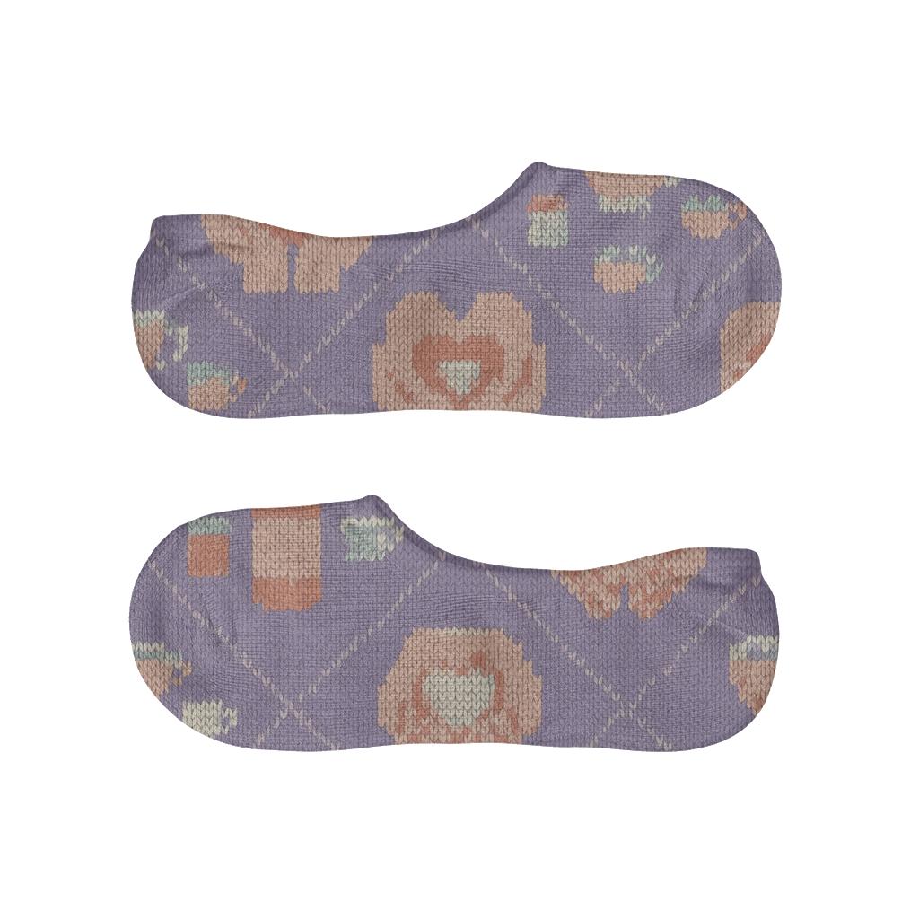 Knitted Caregiver Heart Hands Lattice designer printed no-show socks