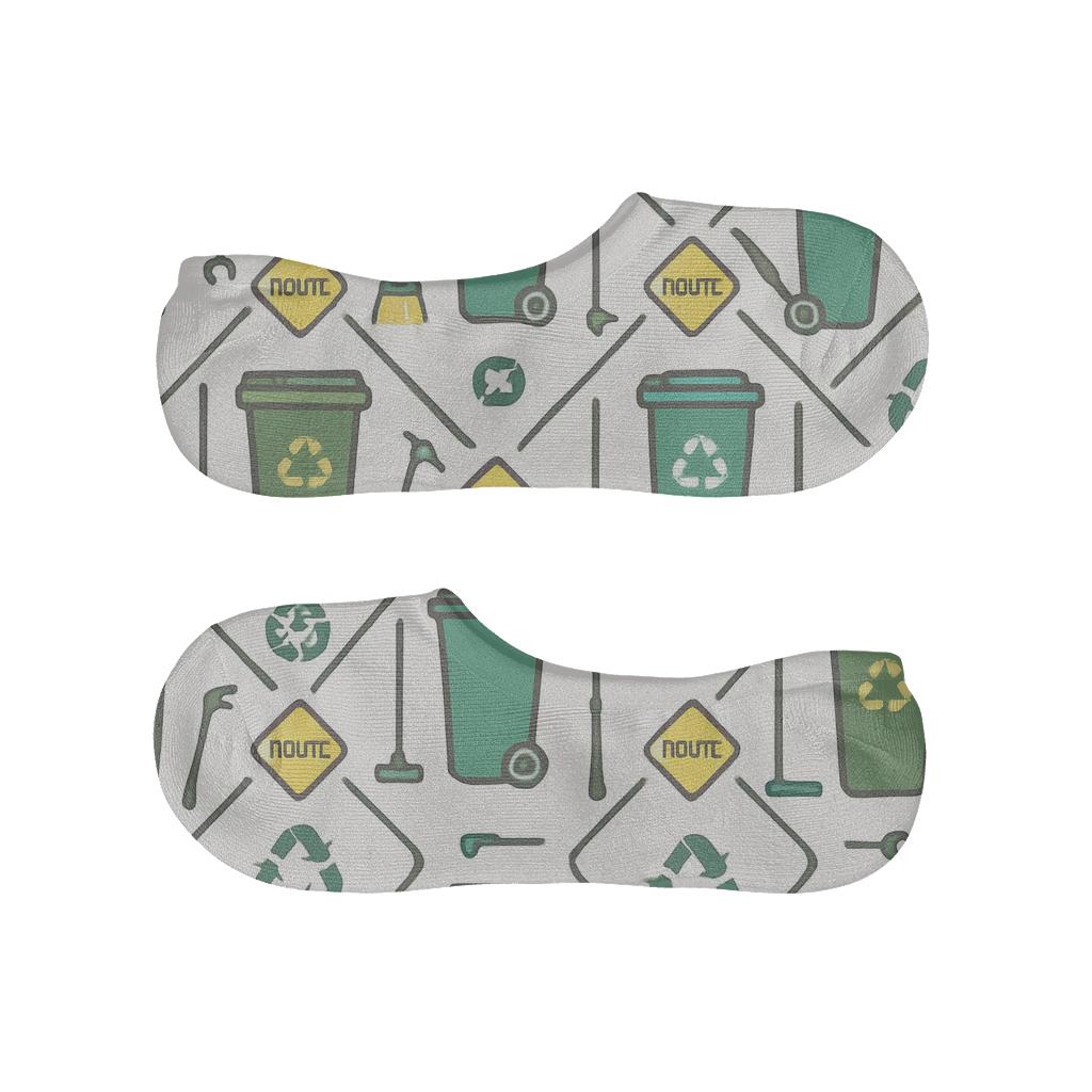 Recycling Lattice With Garbage Collector Icons personalized no-show socks