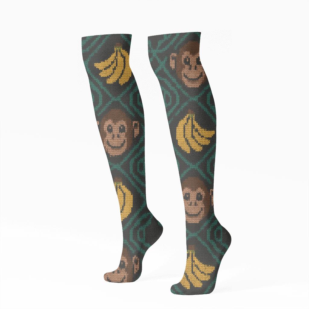 Knitted Ape Jungle Knit Tessellation comfortable cotton knee-high socks