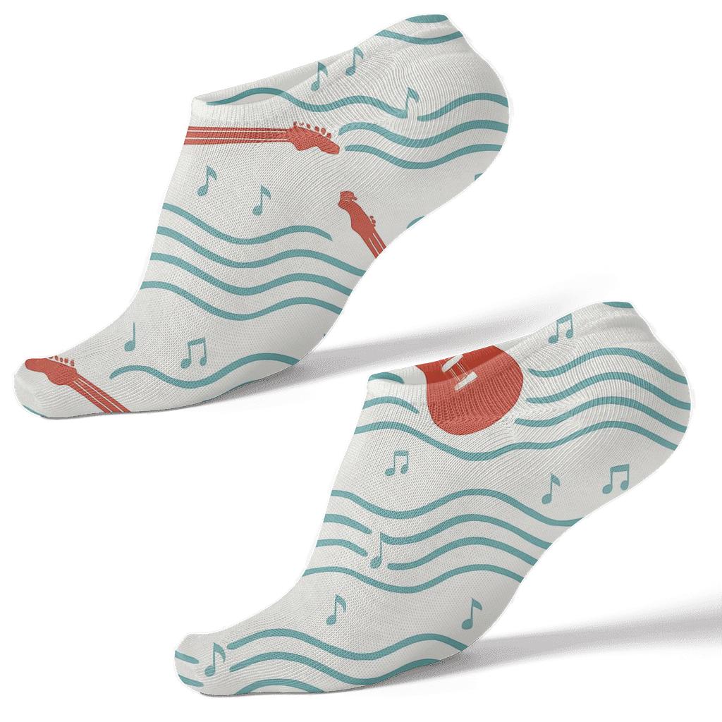 Modern Minimalist Waves With Guitar Accents trendy patterned ankle socks