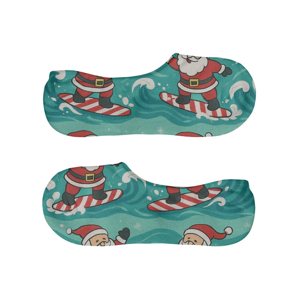 Santa Surfing Holiday Wave Bands anti-slip no-show socks