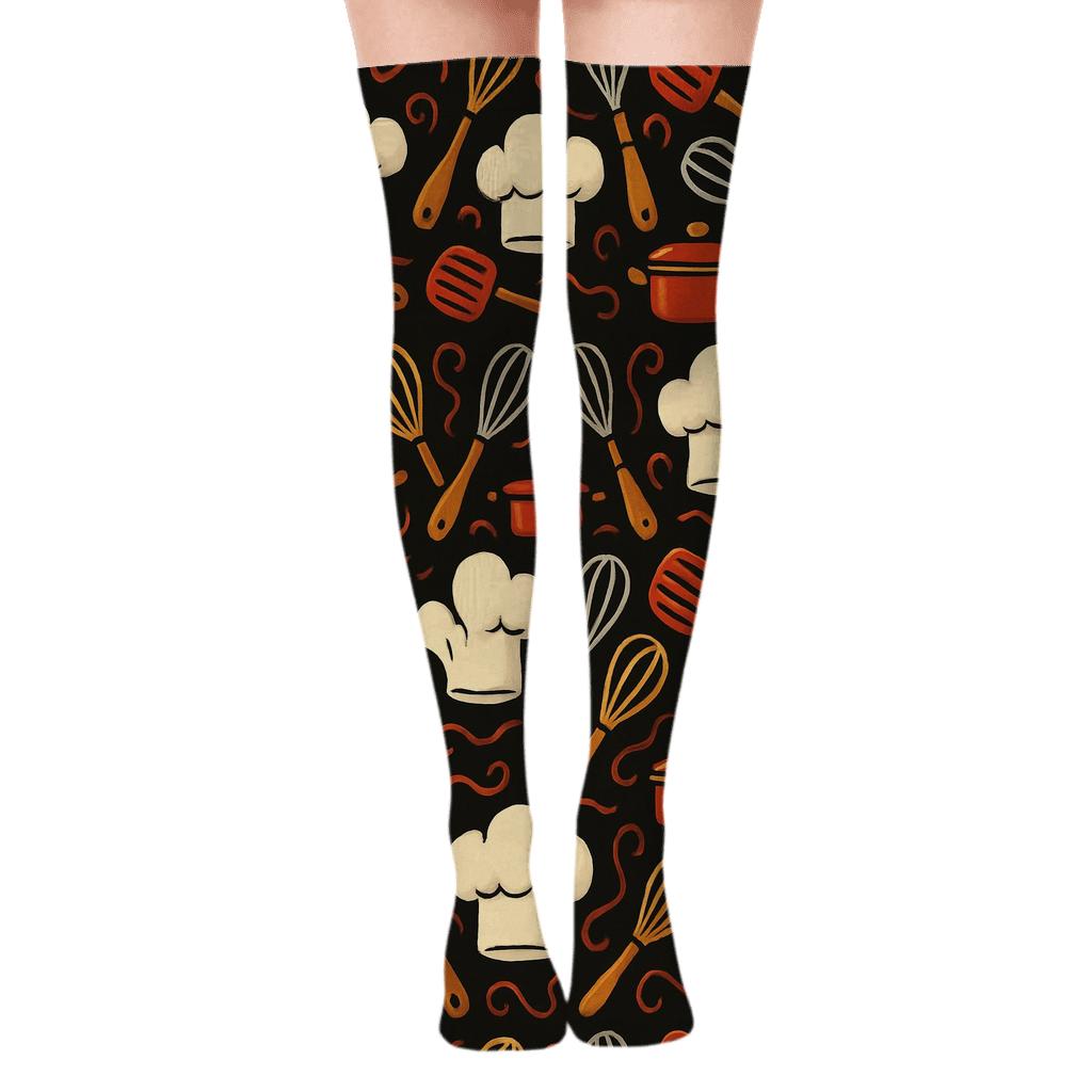 Chef Hat Parade For Cook comfortable cotton over-the-knee socks