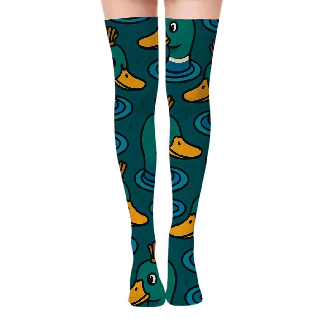 Duck Crown Ripple Tessellation trendy patterned over-the-knee socks