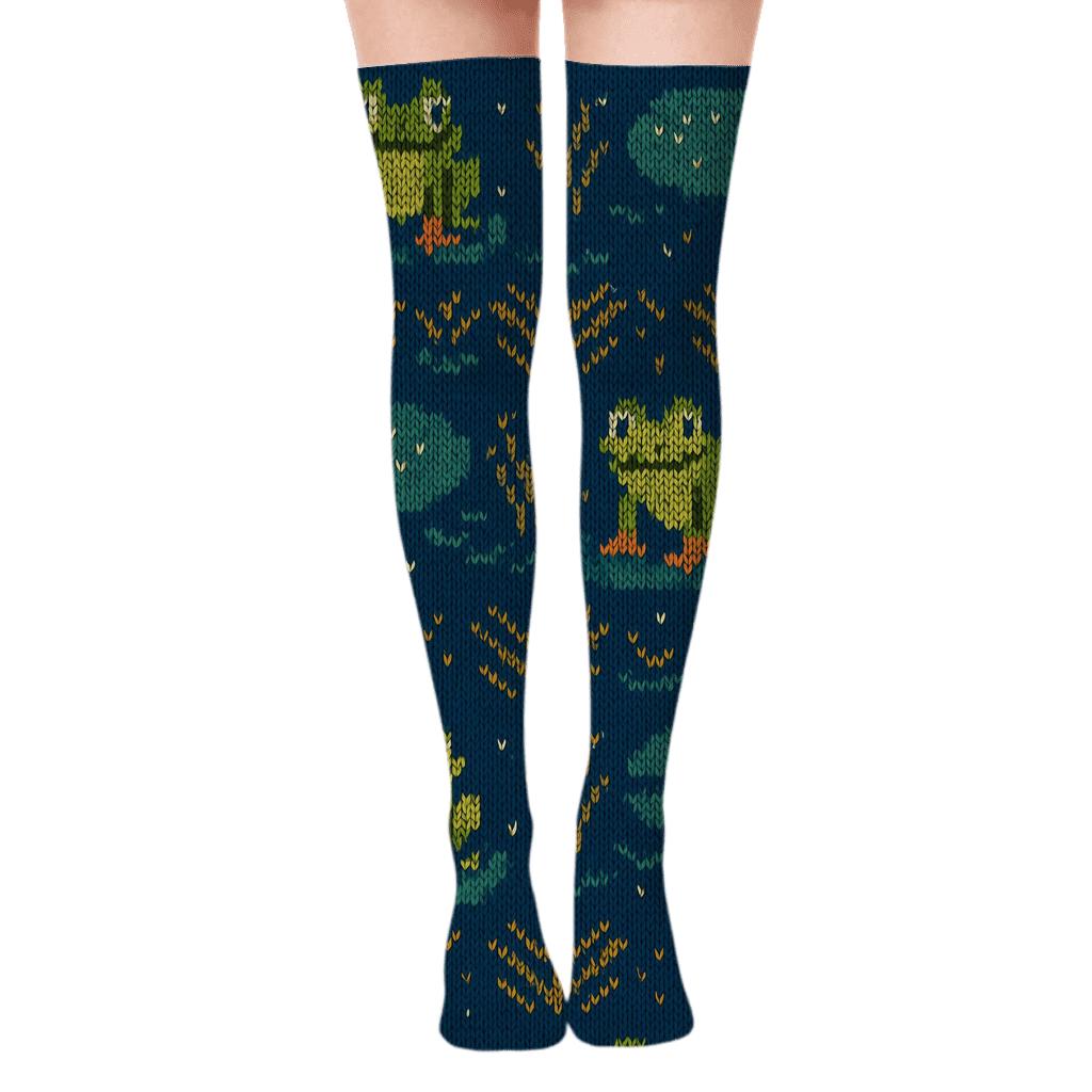 Knitted-Illusion Frog Pond Band Pattern personalized over-the-knee socks