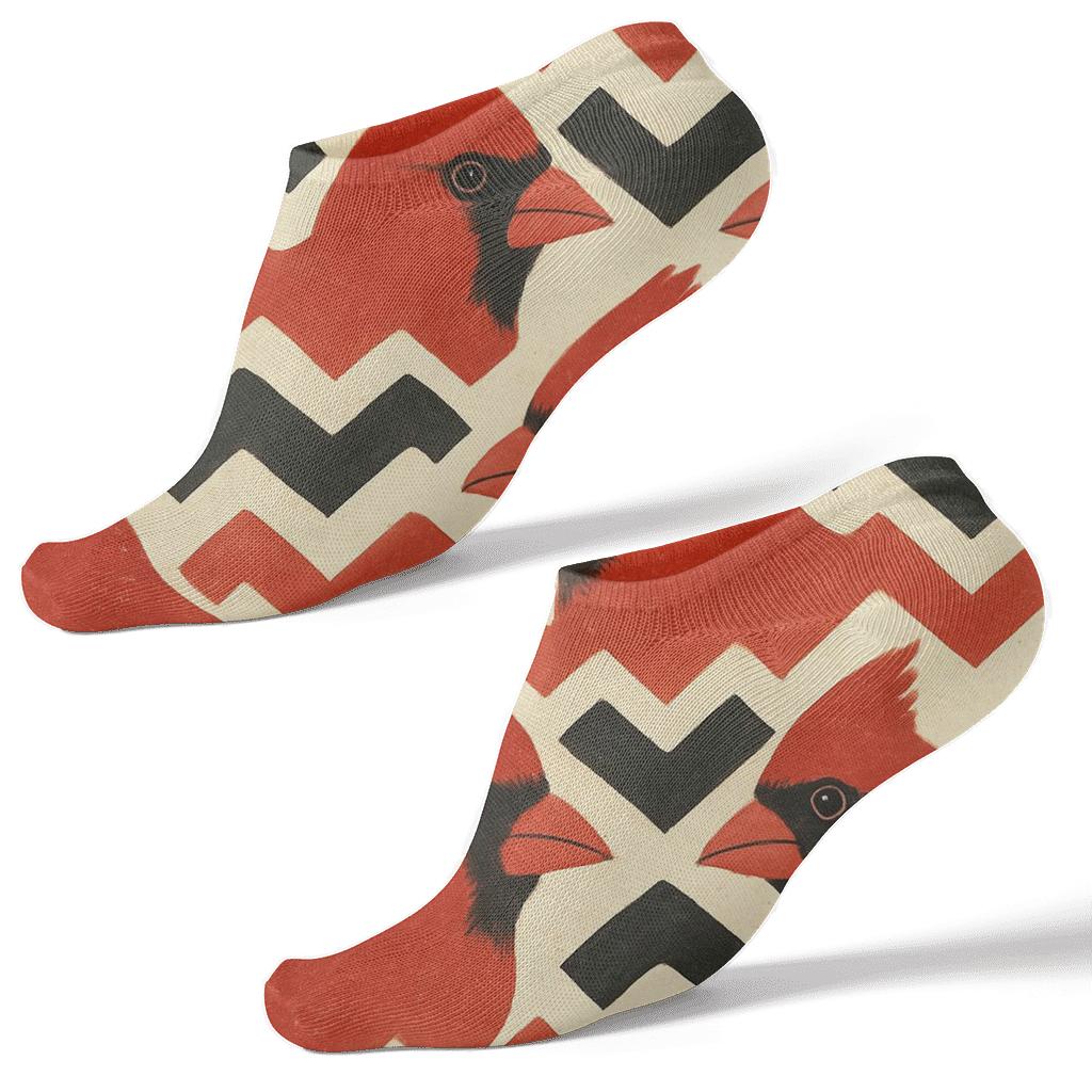 Cardinal Crest Chevron On Warm Ivory Background unique graphic ankle socks