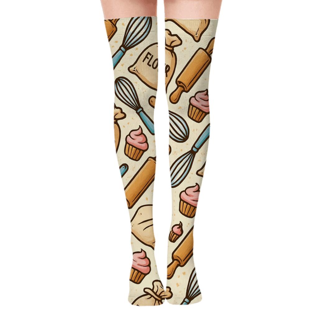 Rolling Pin Rhythm With Baker Details premium cozy over-the-knee socks