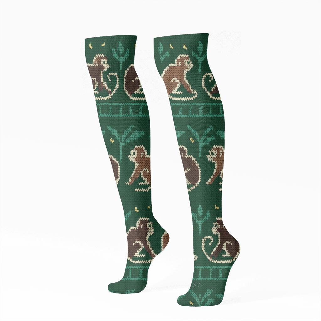 Knit Illusion Monkey Vine Bands premium sports knee-high socks