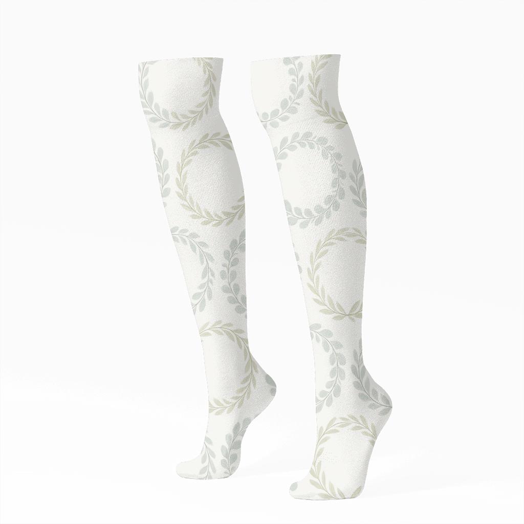 Concentric Array Wreath Study In Soft Silver unique graphic knee-high socks