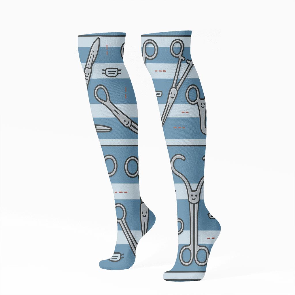 Instrument Band Parade With Surgeon Motifs personalized knee-high socks