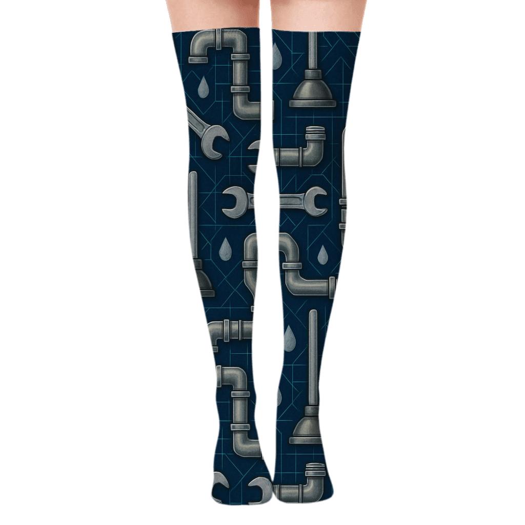 Tool Collage In Plumber Rhythm stylish fashion over-the-knee socks