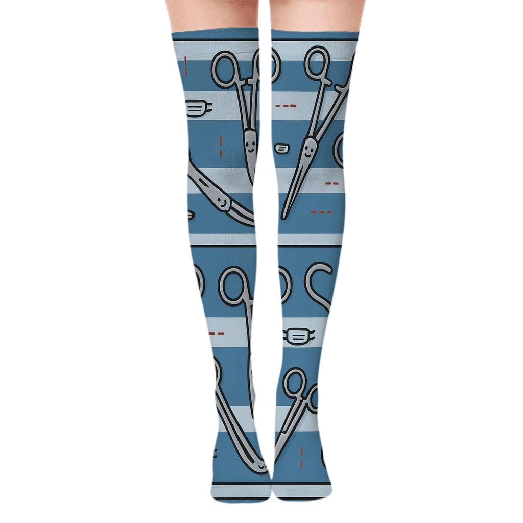 Instrument Band Parade With Surgeon Motifs comfortable cotton over-the-knee socks