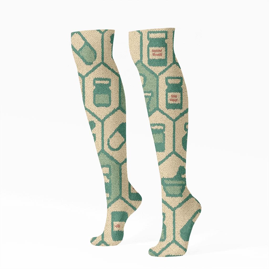Pharmacist Capsule Quilt Tessellation stylish athletic knee-high socks