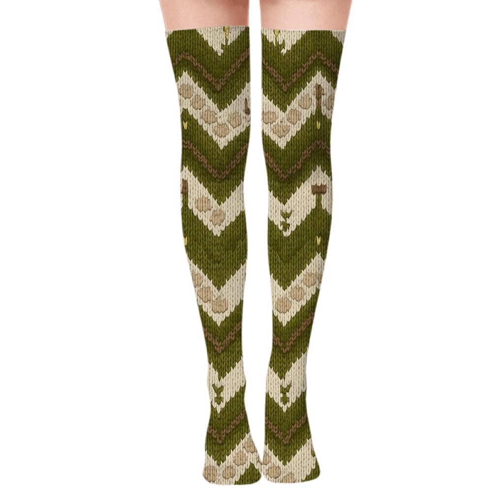 Landscaper-Knitted Hedge Chevron comfortable cotton over-the-knee socks