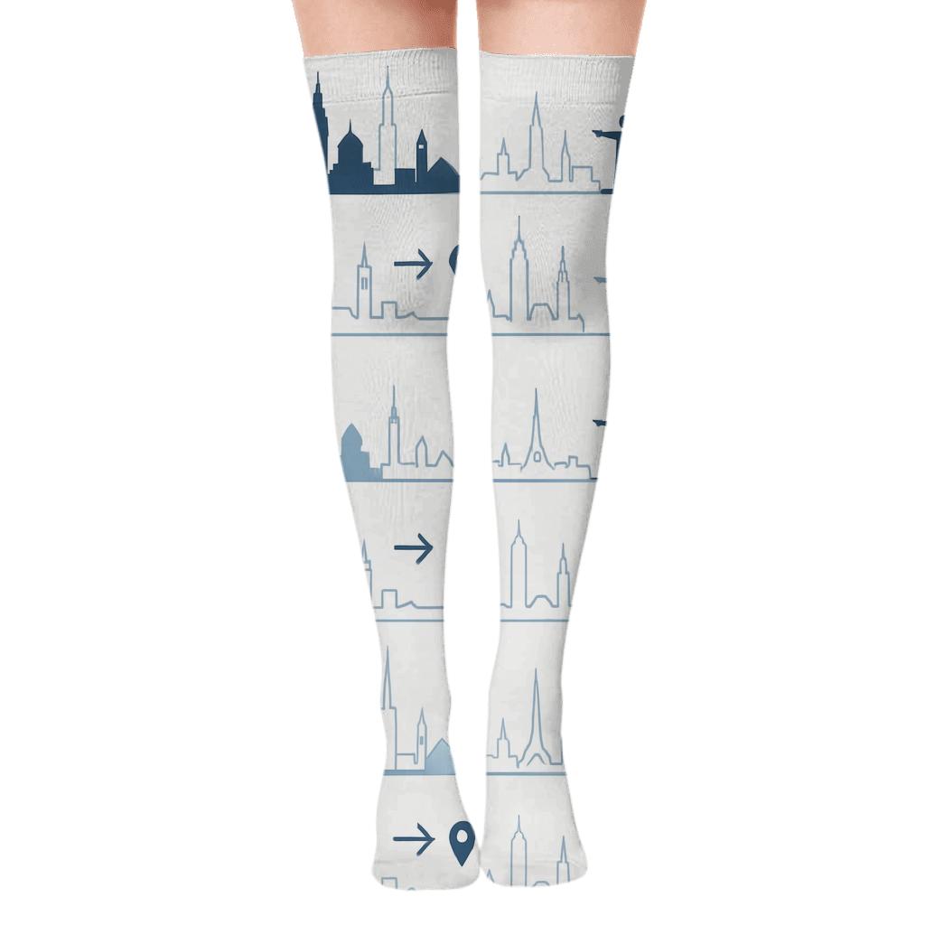 City Skyline Trail Tour Guide Edition premium cozy over-the-knee socks