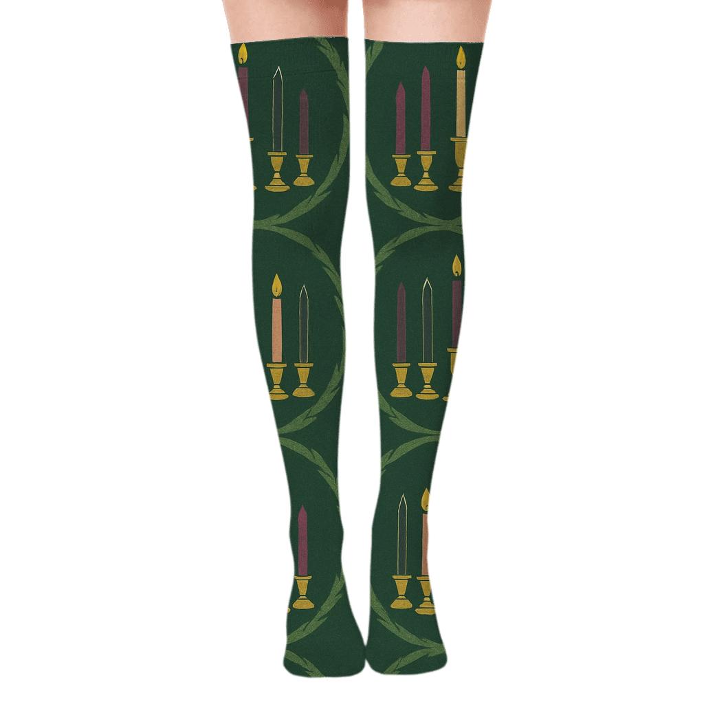 Mirrored Quartet Layout With Advent Candles premium cozy over-the-knee socks