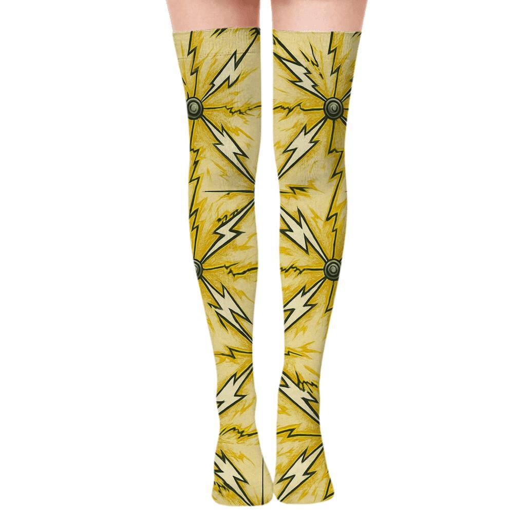 Radial High Voltage Poster Burst trendy patterned over-the-knee socks